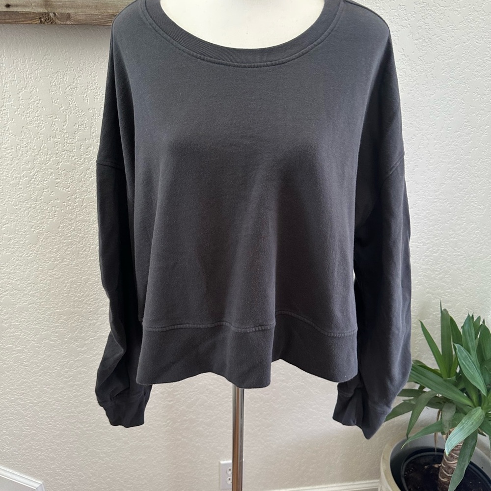 All Saints Marna Women's Crewneck Boxy Sweatshirt 100% cotton Charcoal size L